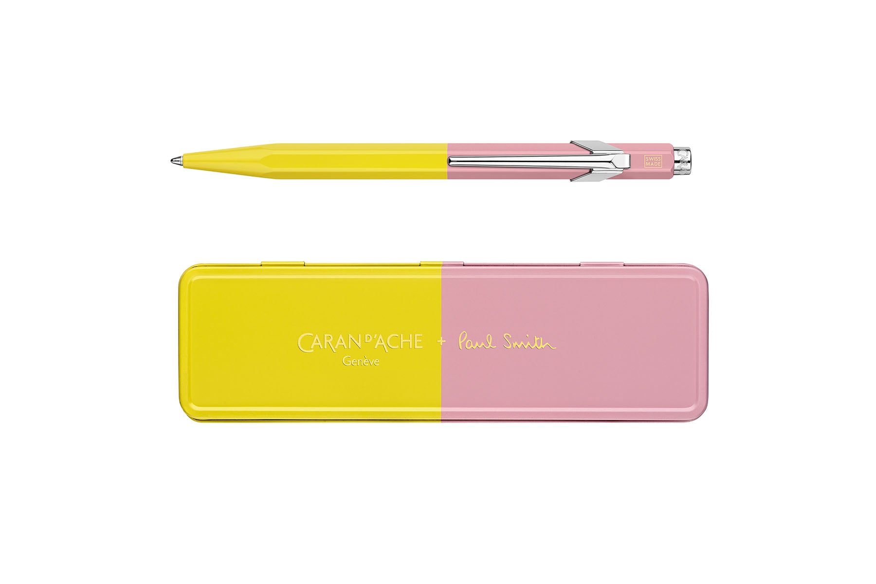 Aluminiowy długopis Caran dAche 849 Paul Smith – Chartreuse & Rose. Caran d'Ache, papierniczy design