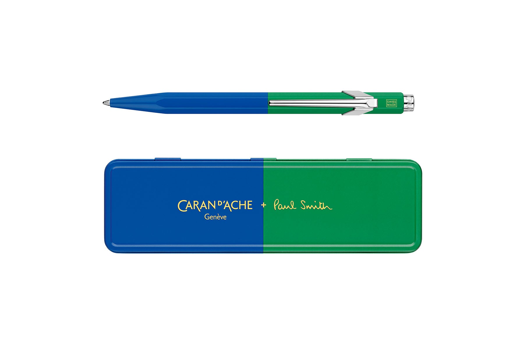 Aluminiowy długopis Caran dAche 849 Paul Smith – Cobalt & Emearld, Caran d'Ache, papierniczy design