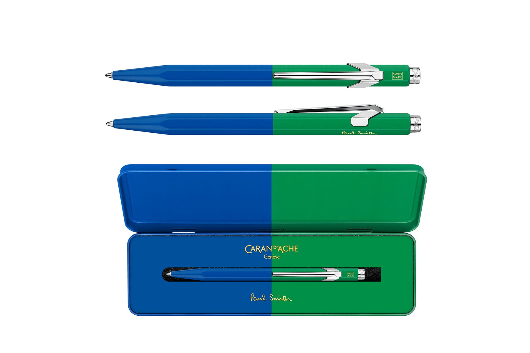 Aluminiowy długopis Caran dAche 849 Paul Smith – Cobalt & Emearld, Caran d'Ache, papierniczy design