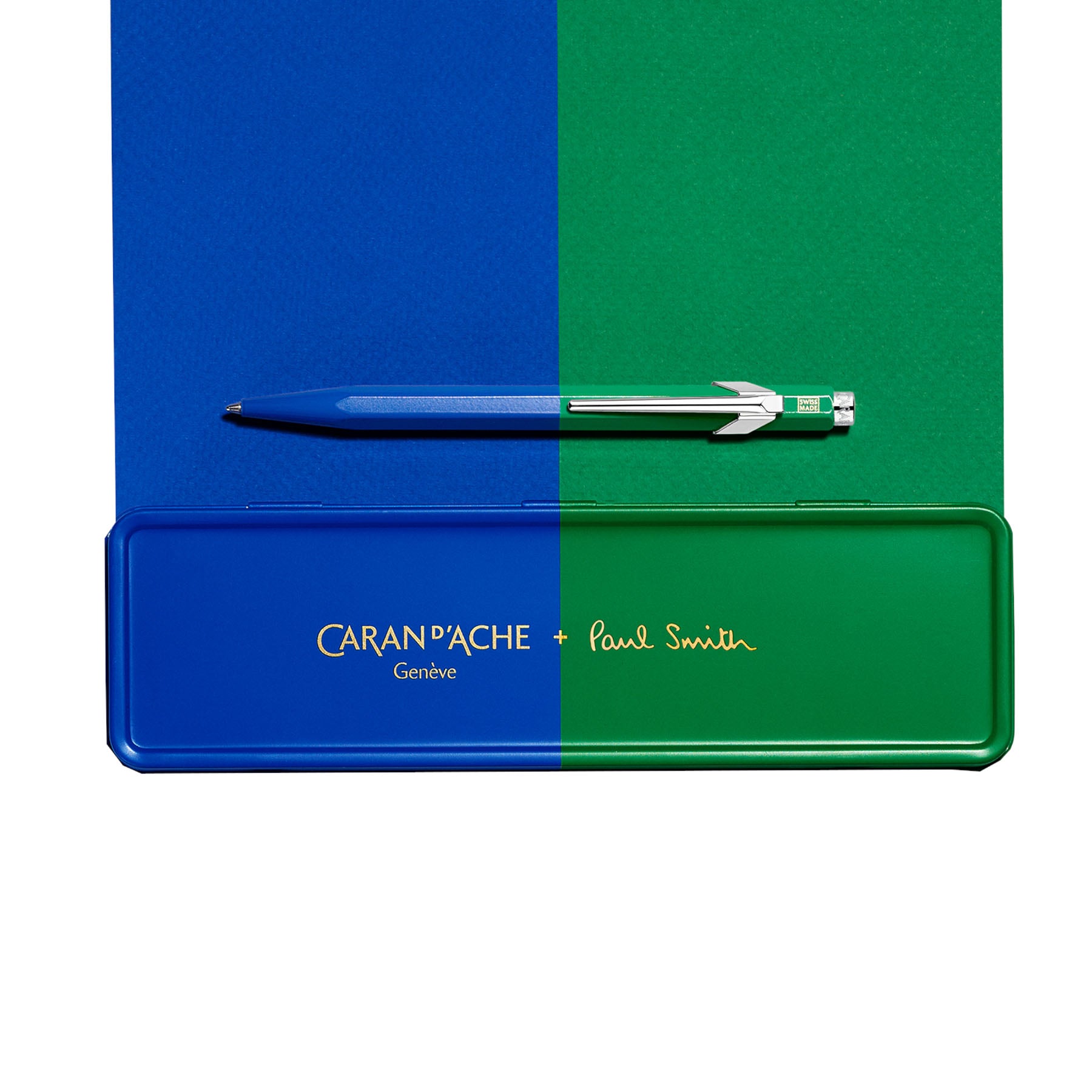 Aluminiowy długopis Caran dAche 849 Paul Smith – Cobalt & Emearld, Caran d'Ache, papierniczy design