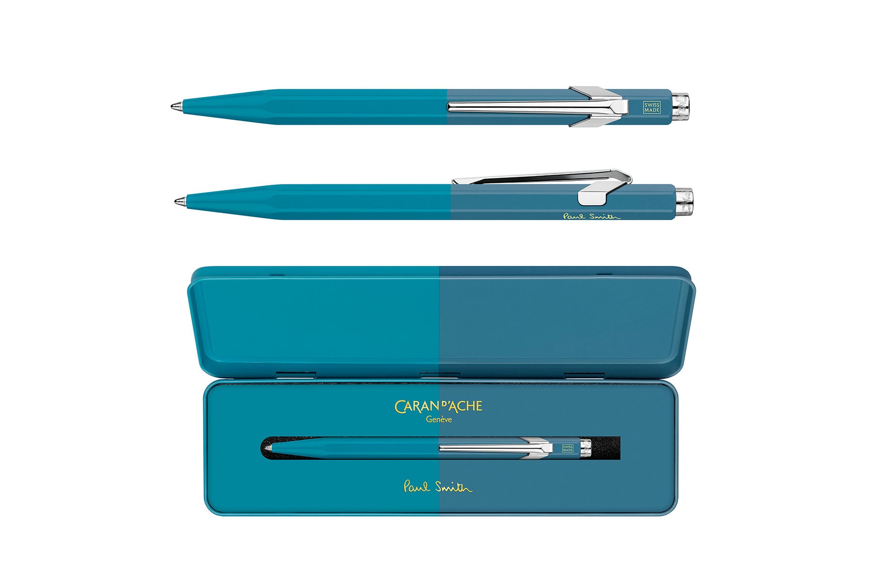 Aluminiowy długopis Caran dAche 849 Paul Smith – Cyan & Steel, Caran d'Ache, papierniczy design