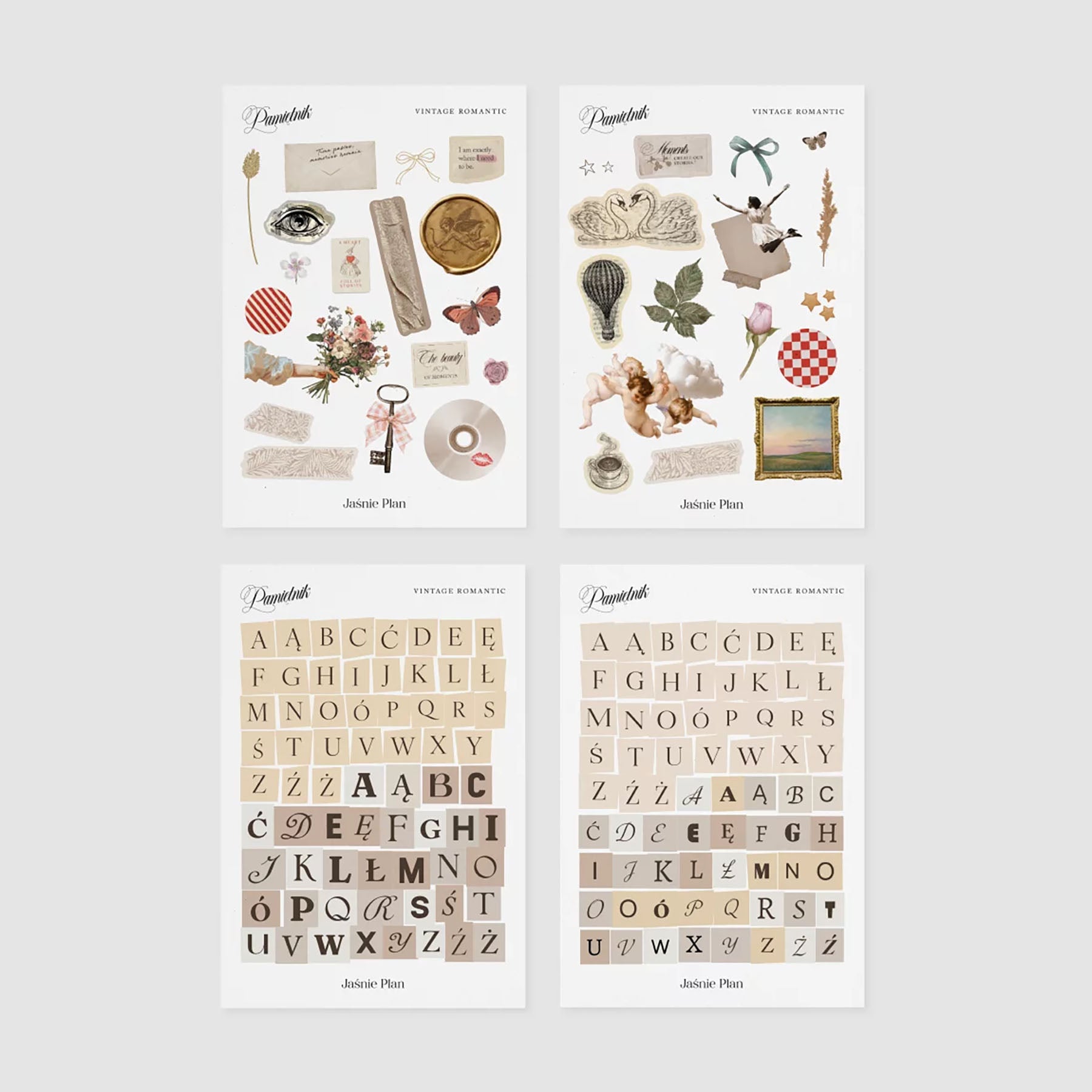 Ozdobne naklejki – Vintage Romantic, Jaśnie Plan, papierniczy design