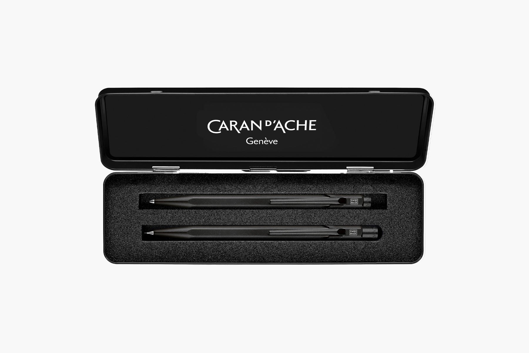 Zestaw aluminiowy długopis i ołówek mechaniczny Caran dAche – Black Code, Caran d'Ache, papierniczy design