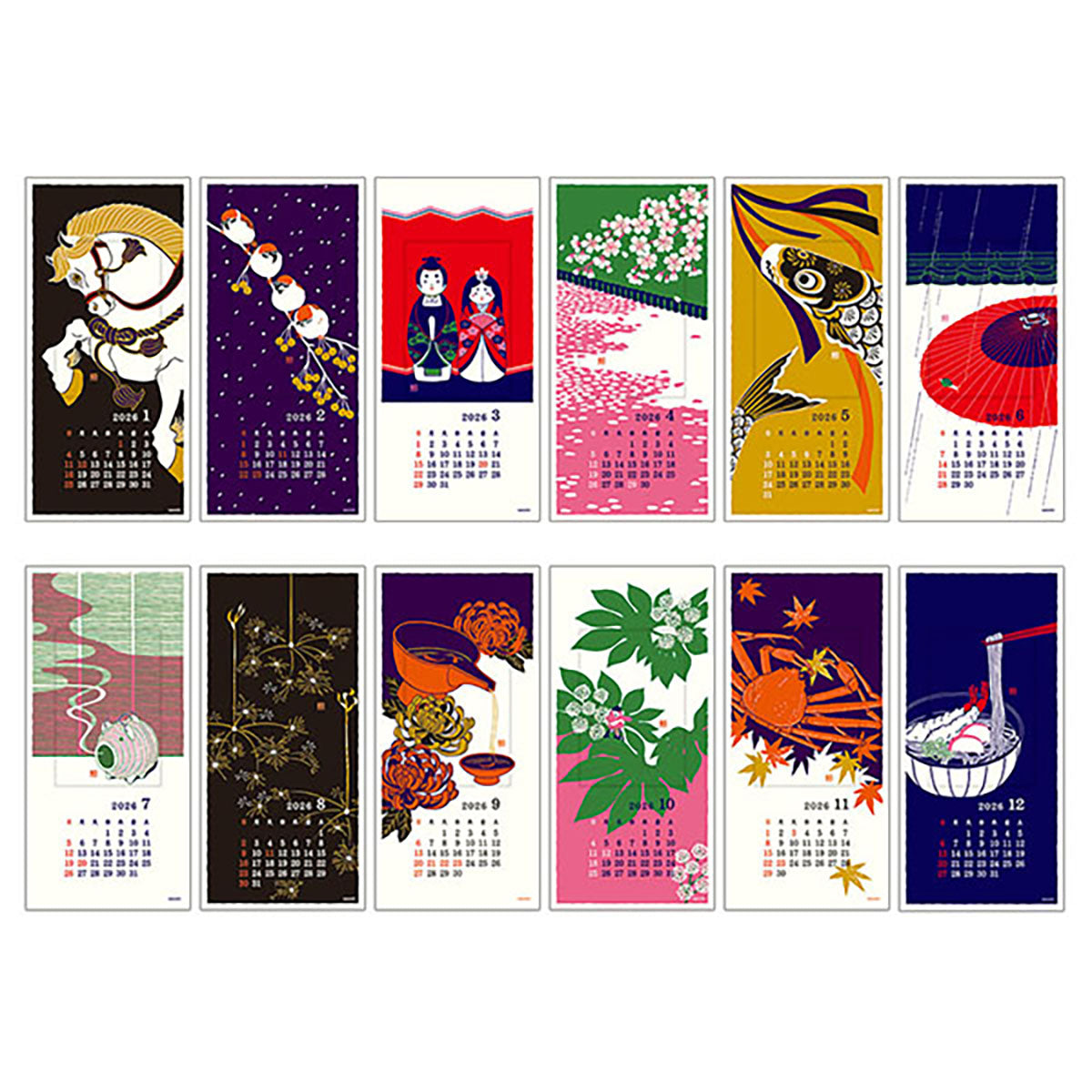 Kalendarz ścienny 2026 Echizen S – Seasonal Tradition, Midori, papierniczy design