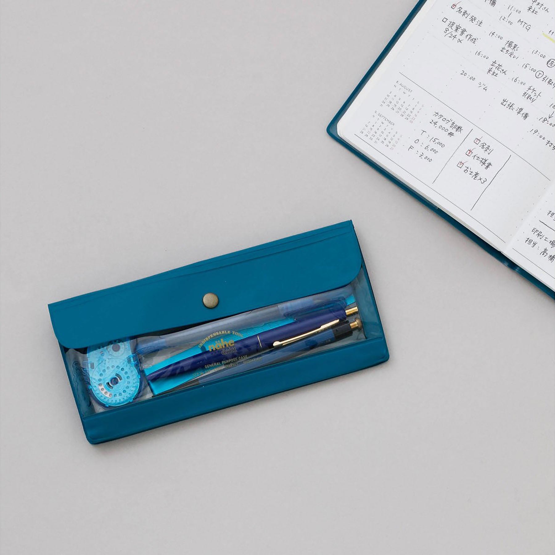 Podłużne etui – niebieskie, nähe, papierniczy design