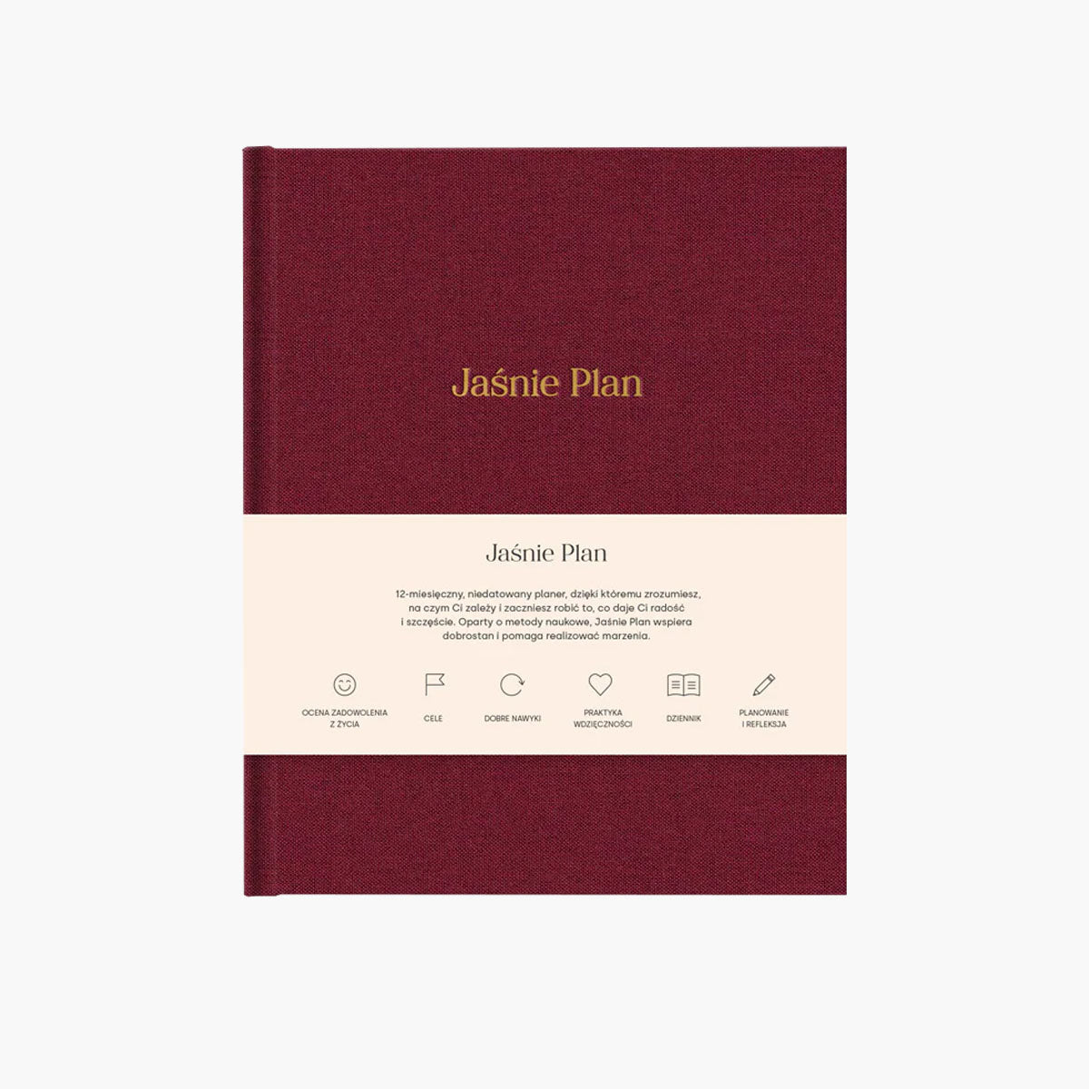Jaśnie Plan – planner niedatowany - bordowy, Jaśnie Plan, papierniczy design