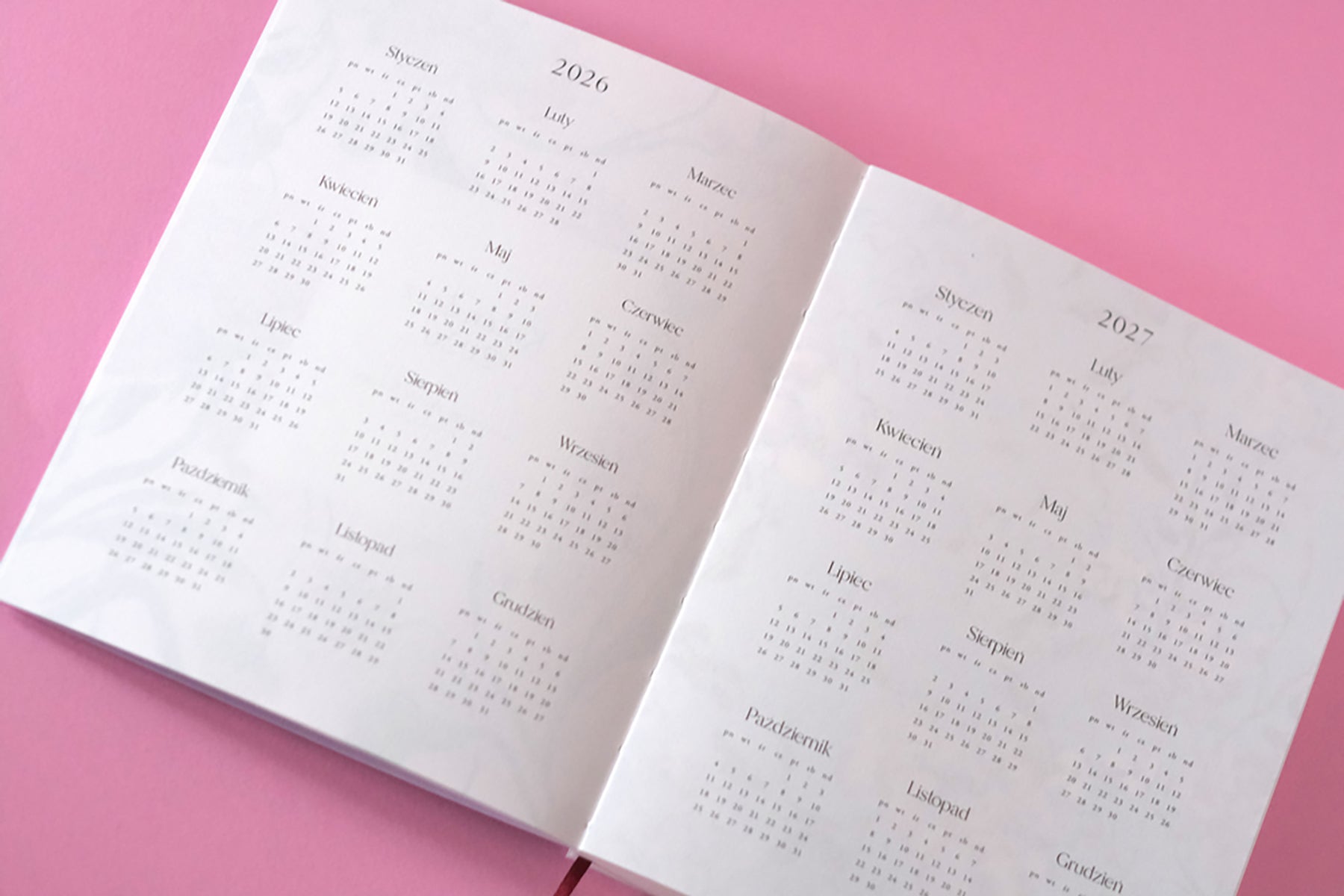 Kalendarz 2026, Muska, papierniczy design