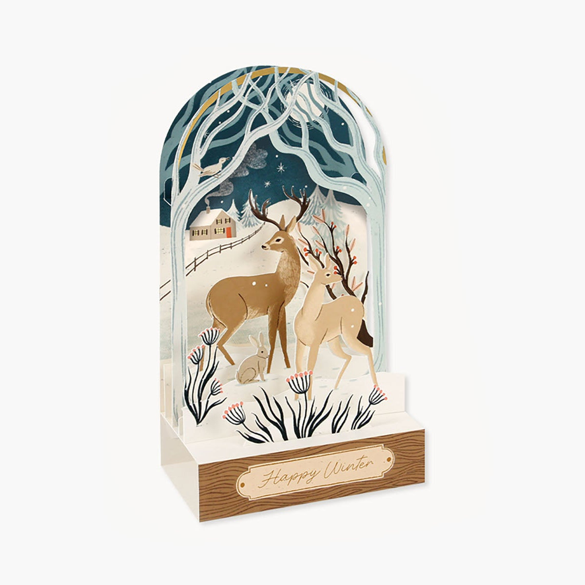 Świąteczna kartka pop-up – zimowa polana, UWP Luxe, papierniczy design