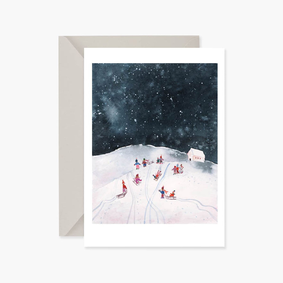 Kartka świąteczna – z górki na pazurki, Muska, papierniczy design