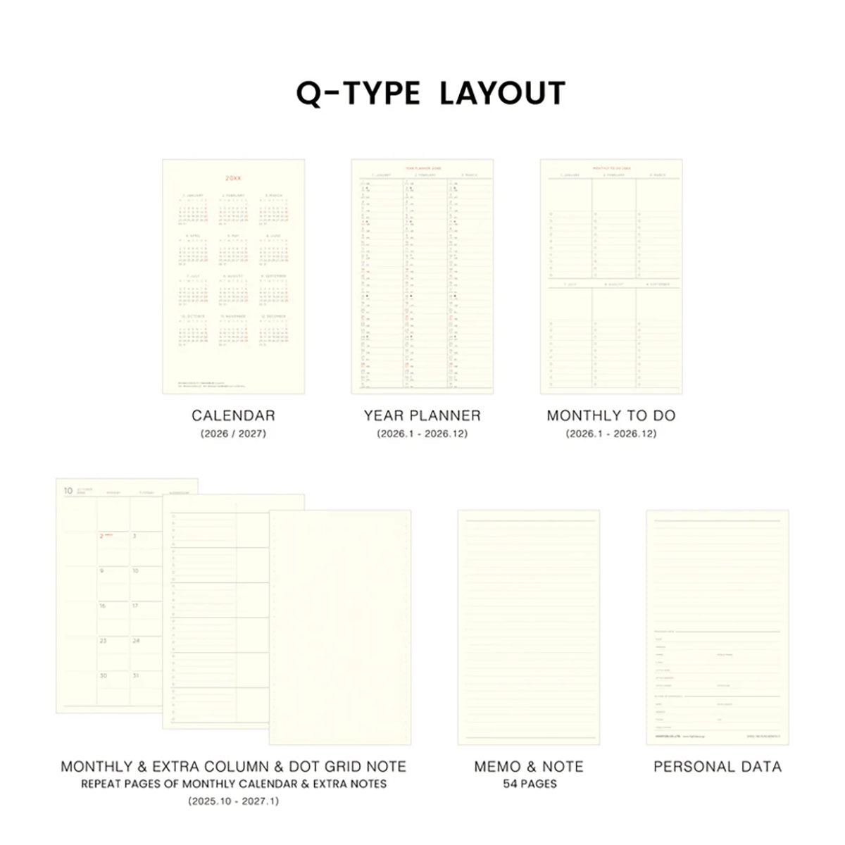 Kalendarz miesięczny 2026 Katy Slim, HIGHTIDE, papierniczy design