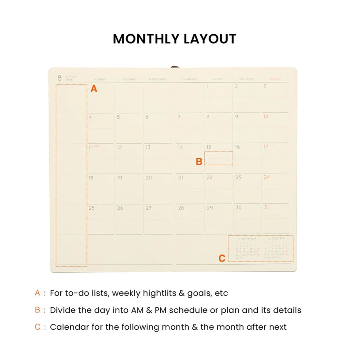 Kalendarz miesięczny 2026 Katy Slim, HIGHTIDE, papierniczy design