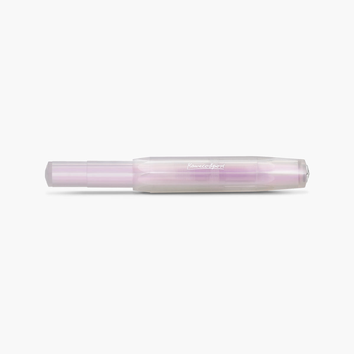 Pióro Kaweco Lunar Light Purple w kolorach inspirowanych naturą, z perłowym wykończeniem, z srebrną stalówką i napisem „Kaweco Sport”.