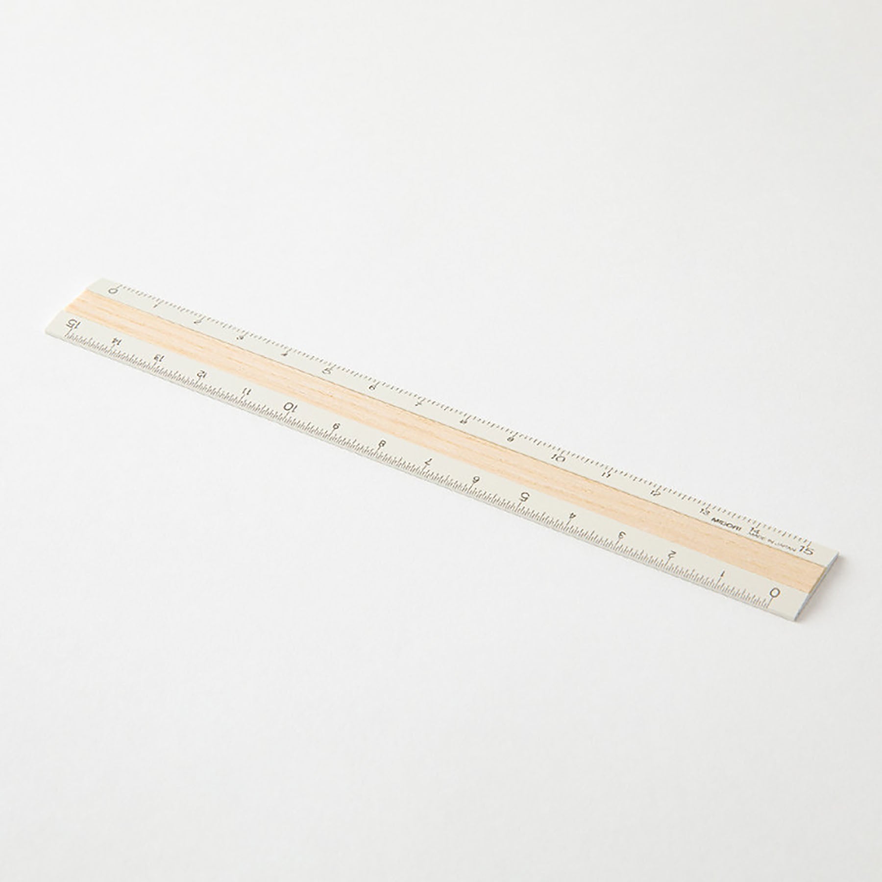 Aluminiowa linijka Midori – beżowa z drewnianą wstawką, Midori, papierniczy design
