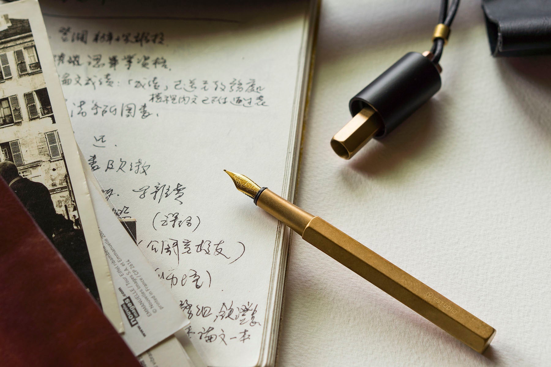 Mosiężne pióro wieczne przenośne ystudio, ystudio, papierniczy design