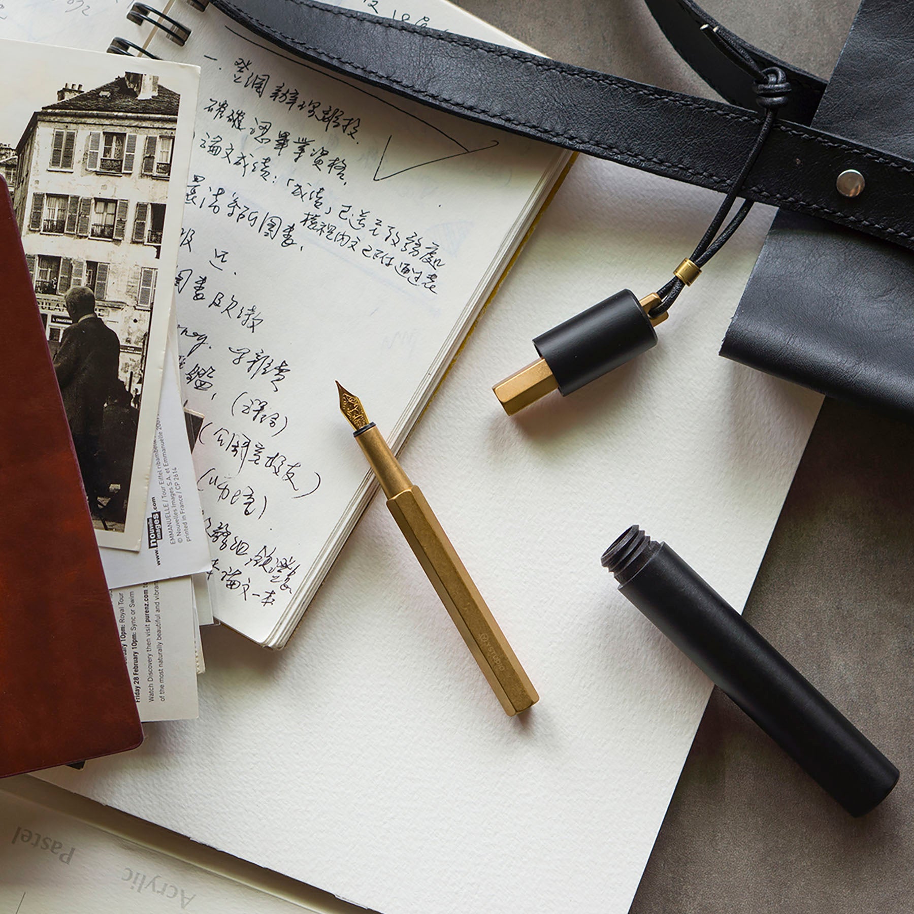 Mosiężne pióro wieczne przenośne ystudio, ystudio, papierniczy design