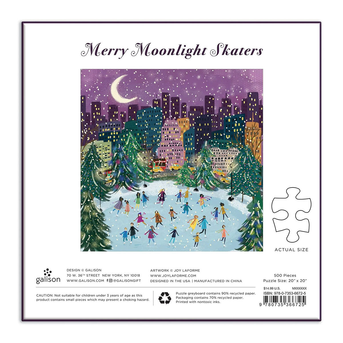 Puzzle 500 – Merry Moonlight Skaters, Galison, papierniczy design
