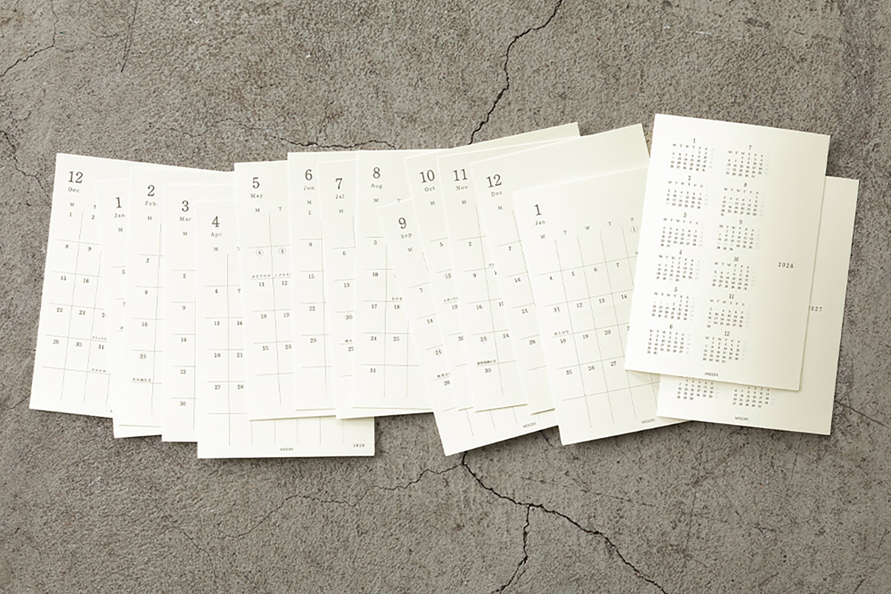 Naklejki z kalendarzem 2026 MD Diary Sticker S, Midori, papierniczy design