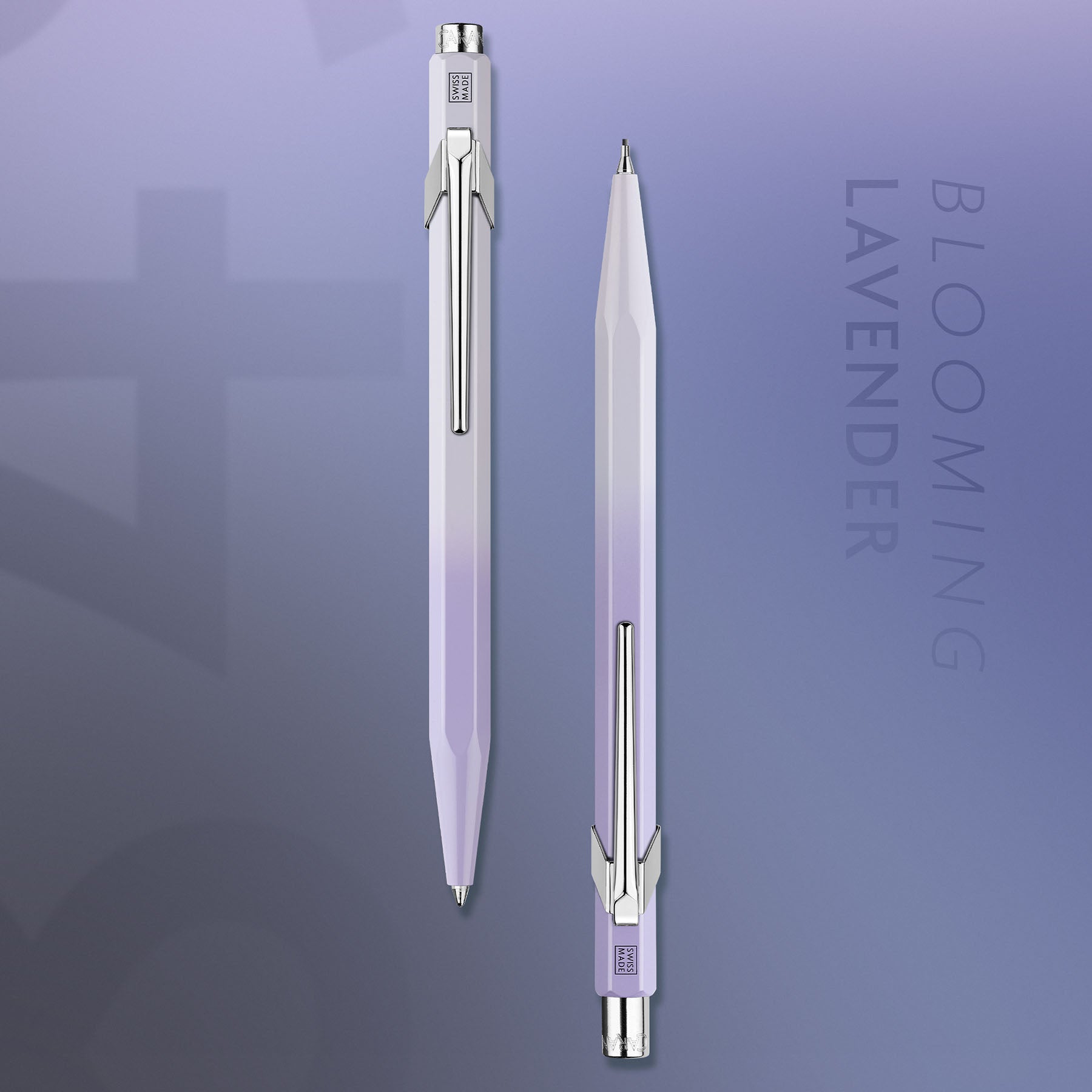 Zestaw aluminiowy długopis i ołówek mechaniczny Caran dAche – Blooming Lavender, Caran d'Ache, papierniczy design
