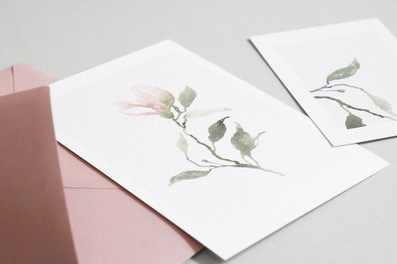 kartka magnolia, muska, kartka okolicznościowa, kartka ozdobna, kartka z motywem roślinnym, sklep papierniczy, dizajnerskie artykuły biurowe