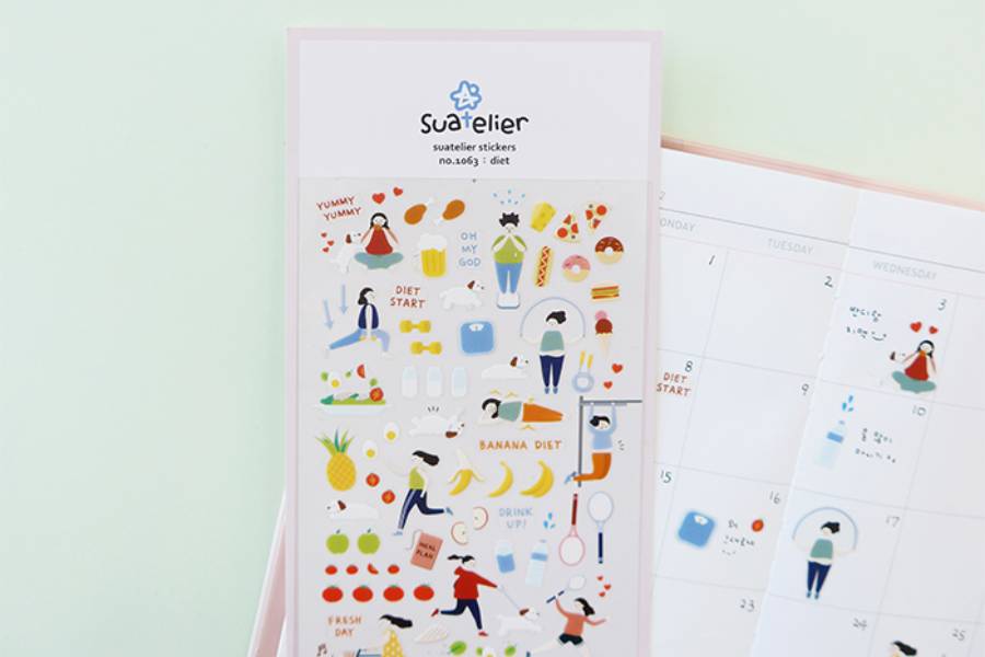Ozdobne naklejki – dieta, Suatelier, design sklep papierniczy, domowe biuro