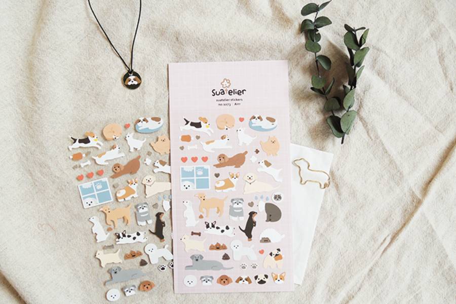 Ozdobne naklejki – pieski, Suatelier, design sklep papierniczy, domowe biuro