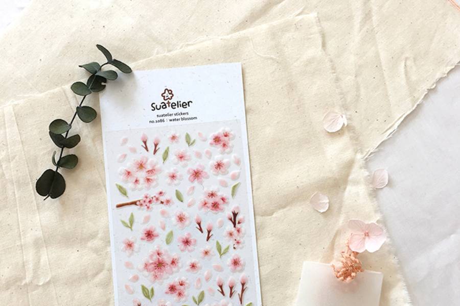 Ozdobne naklejki – kwiat wiśni, Suatelier, design sklep papierniczy, domowe biuro
