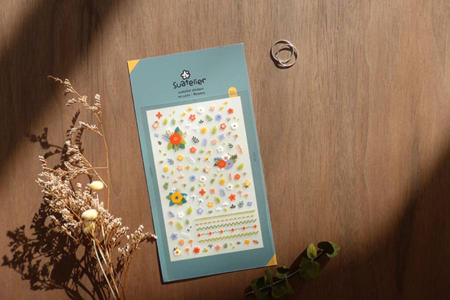 Ozdobne naklejki – kwiaty, Suatelier, design sklep papierniczy, domowe biuro