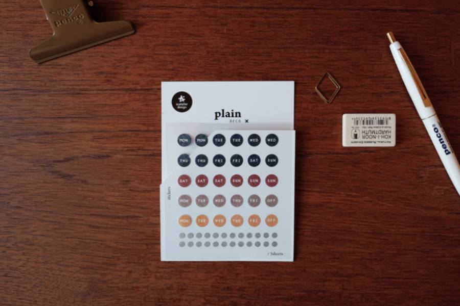 Papierowe naklejki – dni tygodnia, Suatelier, design sklep papierniczy, domowe biuro
