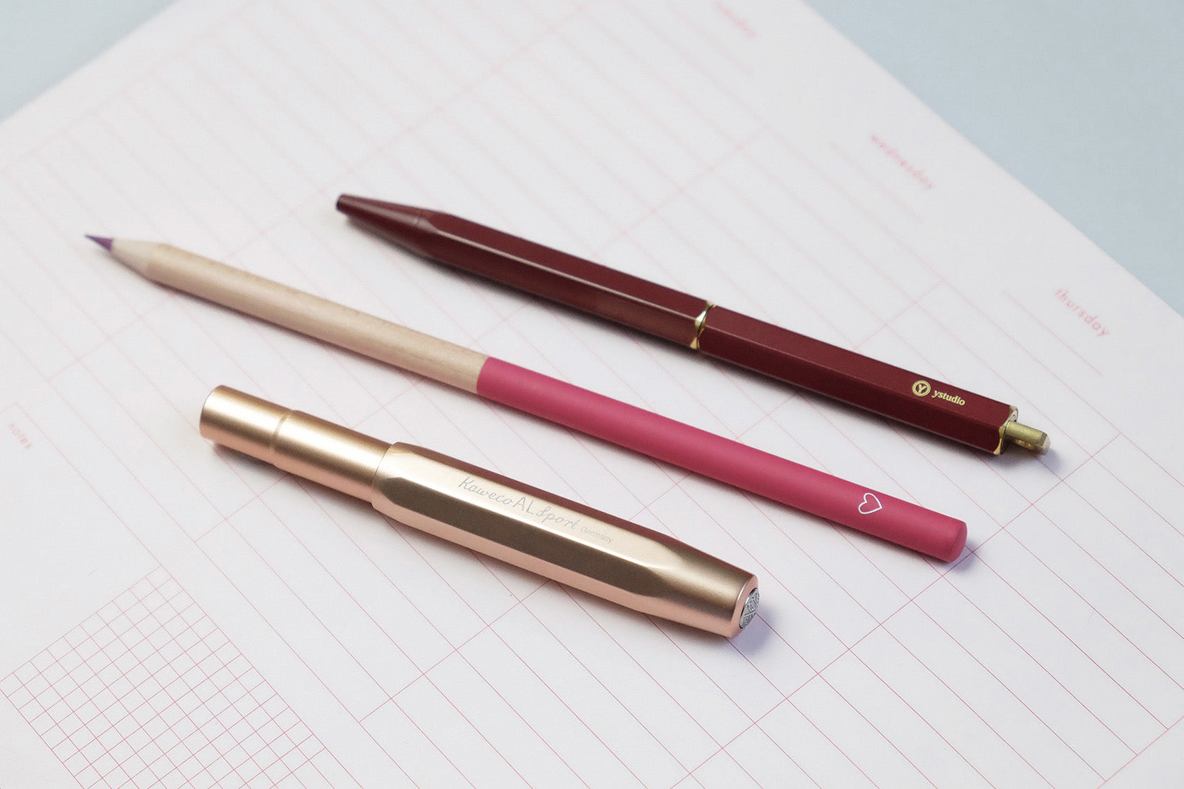 Aluminiowe pióro wieczne AL Sport Rose Gold, Kaweco, design sklep papierniczy, domowe biuro