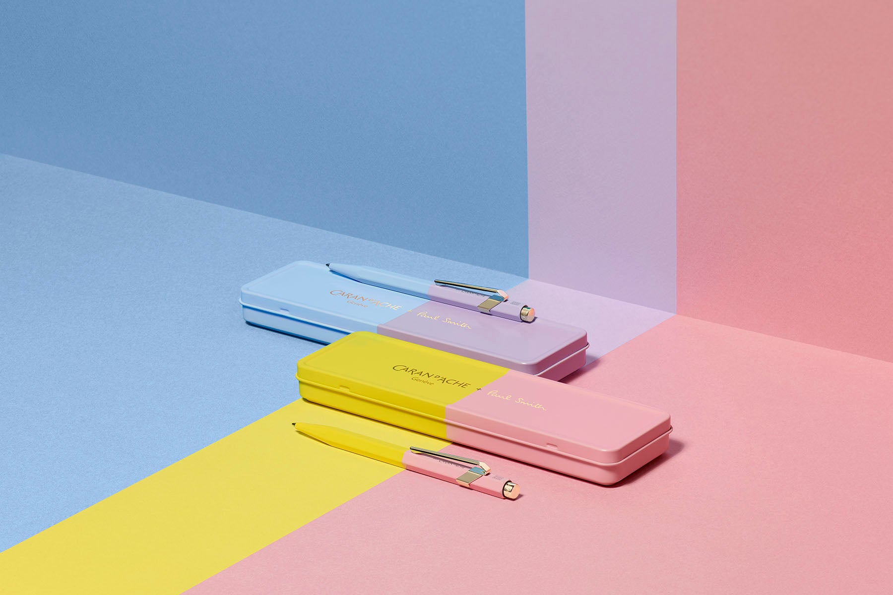 Aluminiowy długopis Caran dAche 849 Paul Smith – Chartreuse & Rose. Caran d'Ache, papierniczy design