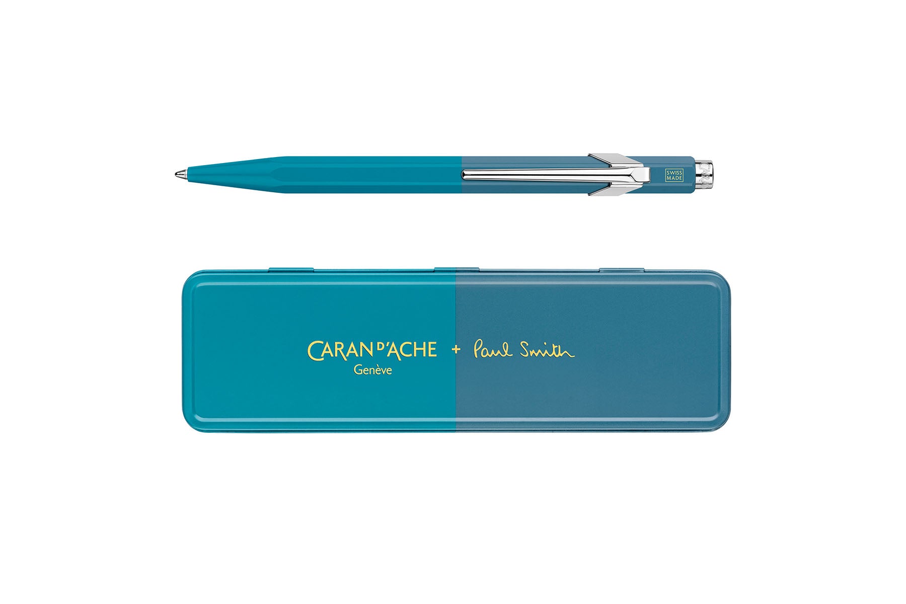 Aluminiowy długopis Caran dAche 849 Paul Smith – Cyan & Steel, Caran d'Ache, papierniczy design