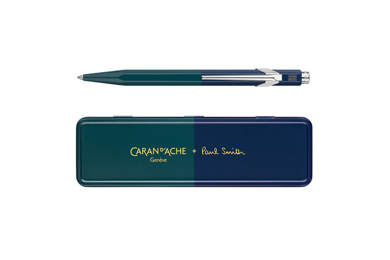 Aluminiowy długopis Caran dAche 849 Paul Smith – Green & Navy, Caran d'Ache, papierniczy design