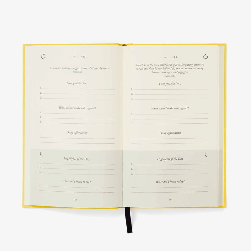 The Five Minute Journal - żółty, Intelligent Change, papierniczy design