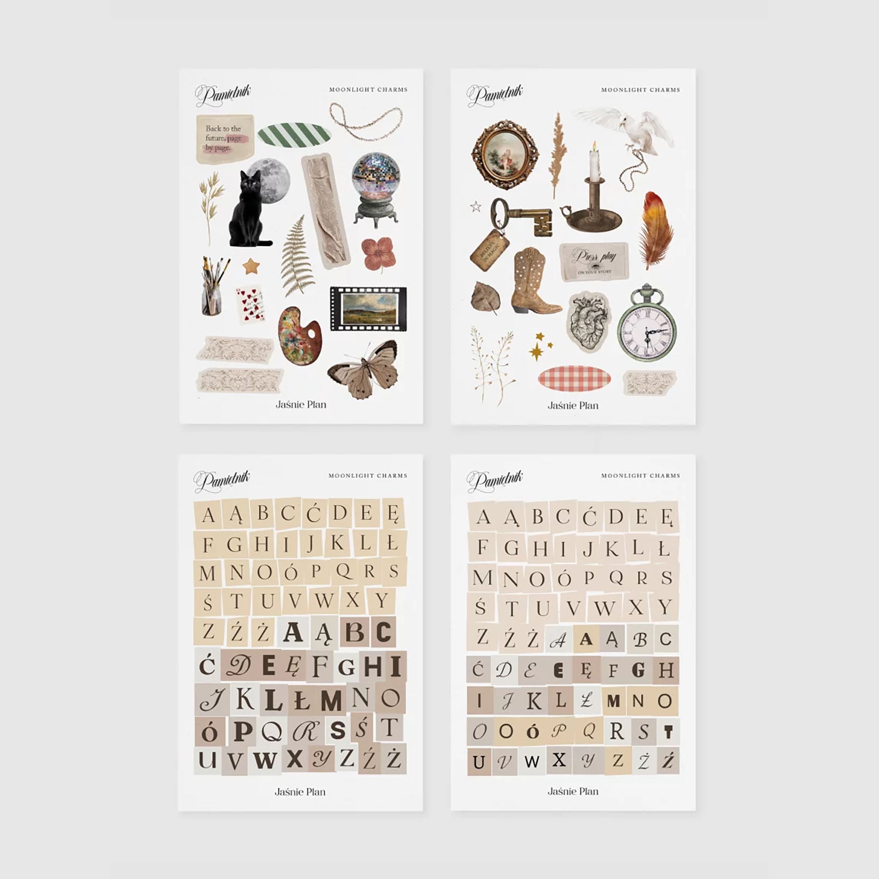 Ozdobne naklejki – Moonlight Charms, Jaśnie Plan, papierniczy design