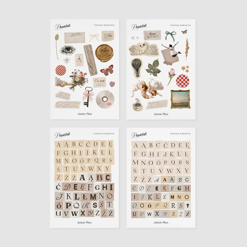 Ozdobne naklejki – Vintage Romantic, Jaśnie Plan, papierniczy design