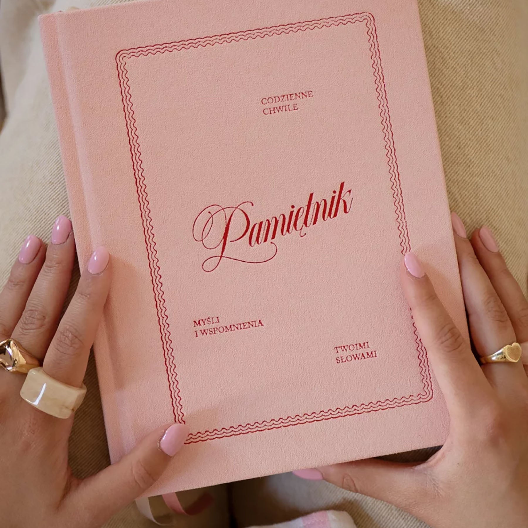 Welurowy pamiętnik – różowy, Jaśnie Plan, papierniczy design