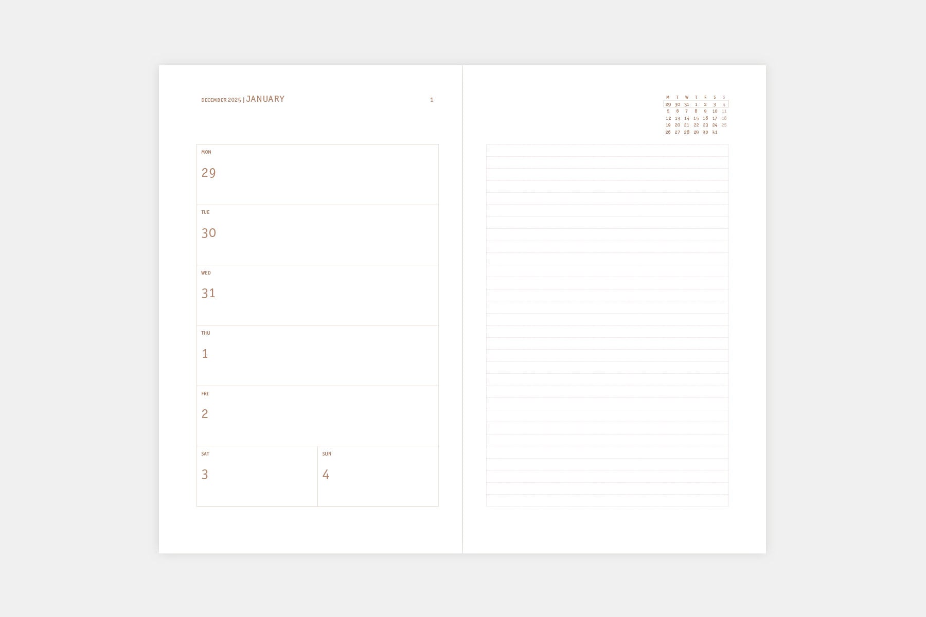 Kalendarz Copper 2026 w twardej oprawie – grafitowy, Papierniczeni, papierniczy design