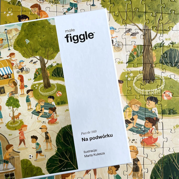 Puzzle 160 – Na podwórku, Figgle, papierniczy design