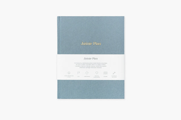 Jaśnie Plan – planner niedatowany niebieski, Jaśnie Plan, papierniczy design