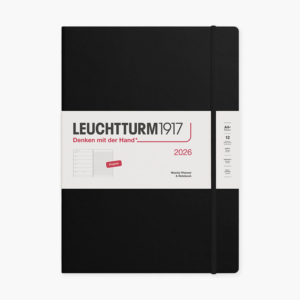 Kalendarz dzienny A4na rok 2026 Leuchtturm 1917 – czarny, Leuchtturm1917, papierniczy design