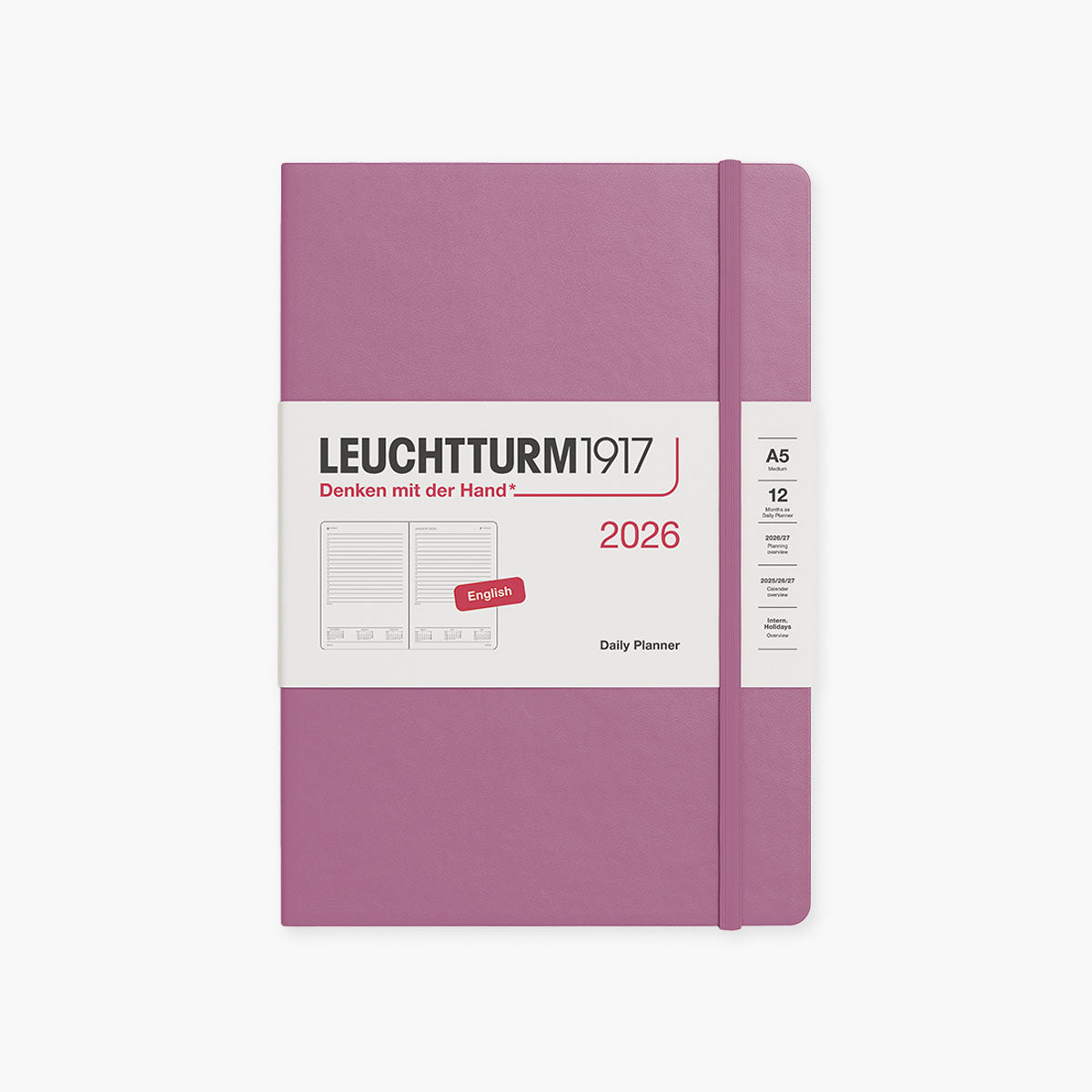 Kalendarz dzienny A5 na rok 2026 Leuchtturm 1917 – brudny róż, Leuchtturm 1917, papierniczy design