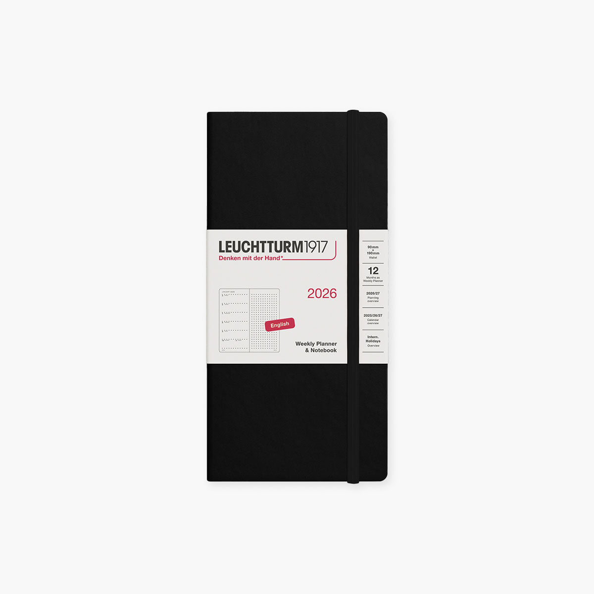 Kalendarz tygodniowy Wallet na rok 2026 Leuchtturm 1917 – czarny, Leuchtturm 1917, papierniczy design