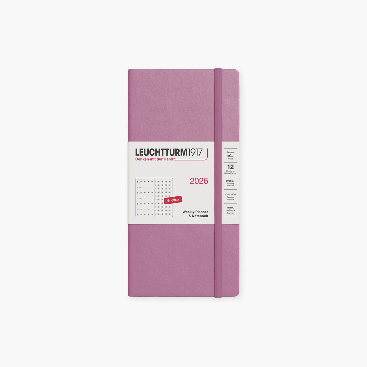 Kalendarz tygodniowy Wallet na rok 2026 Leuchtturm 1917 – brudny róż, Leuchtturm 1917, papierniczy design