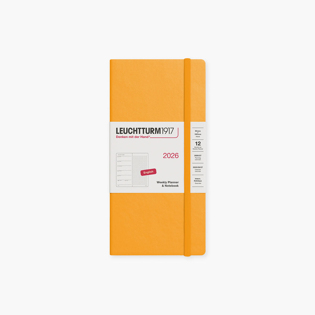 Kalendarz tygodniowy Wallet na rok 2026 Leuchtturm 1917 – żółty, Leuchtturm 1917, papierniczy design