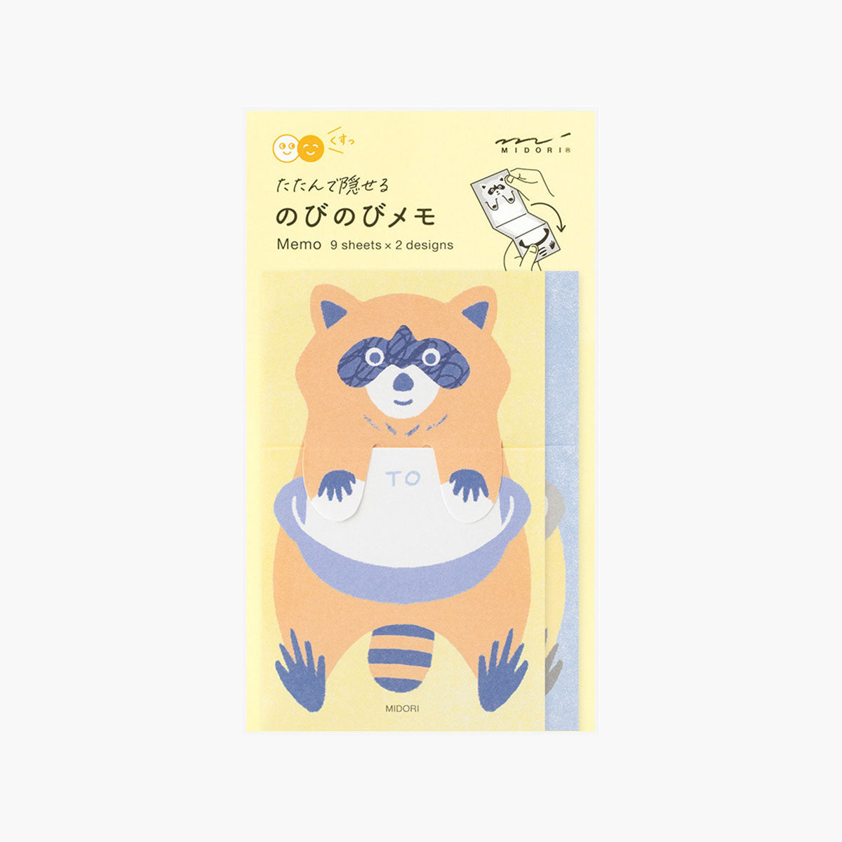 Karteczki składane Midori – szop pracz, Midori, papierniczy design