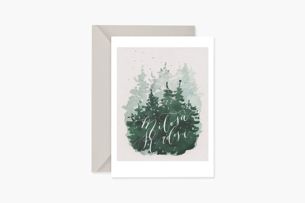Kartka świąteczna – drzewka, Muska, papierniczy design