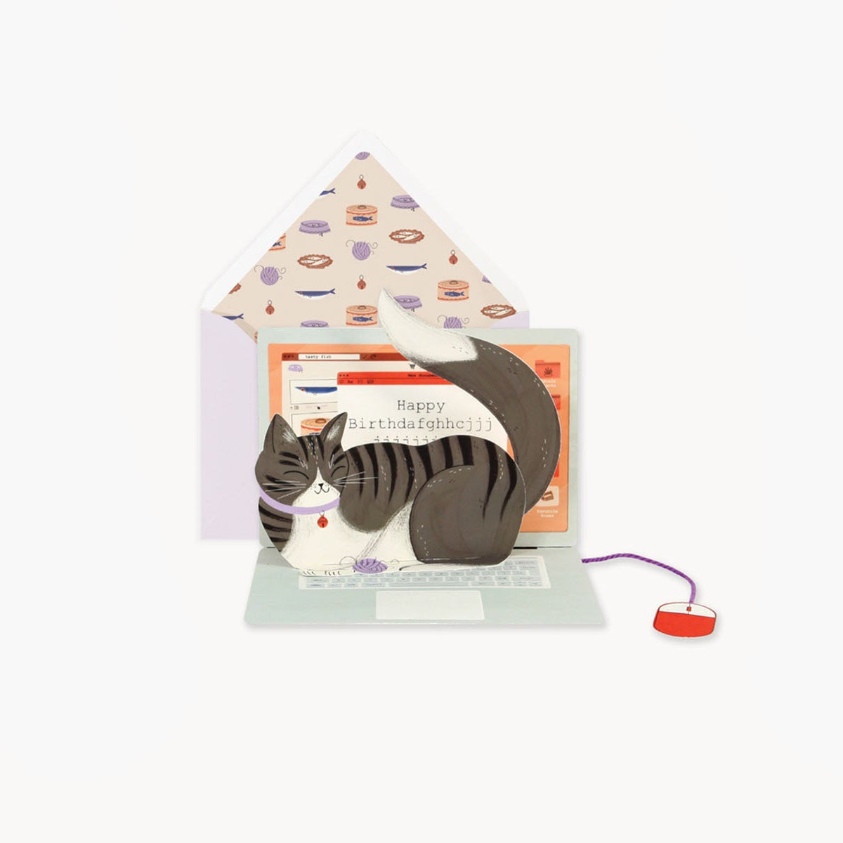 Kartka pop-up – kot na laptopie, UWP Luxe, papierniczy design