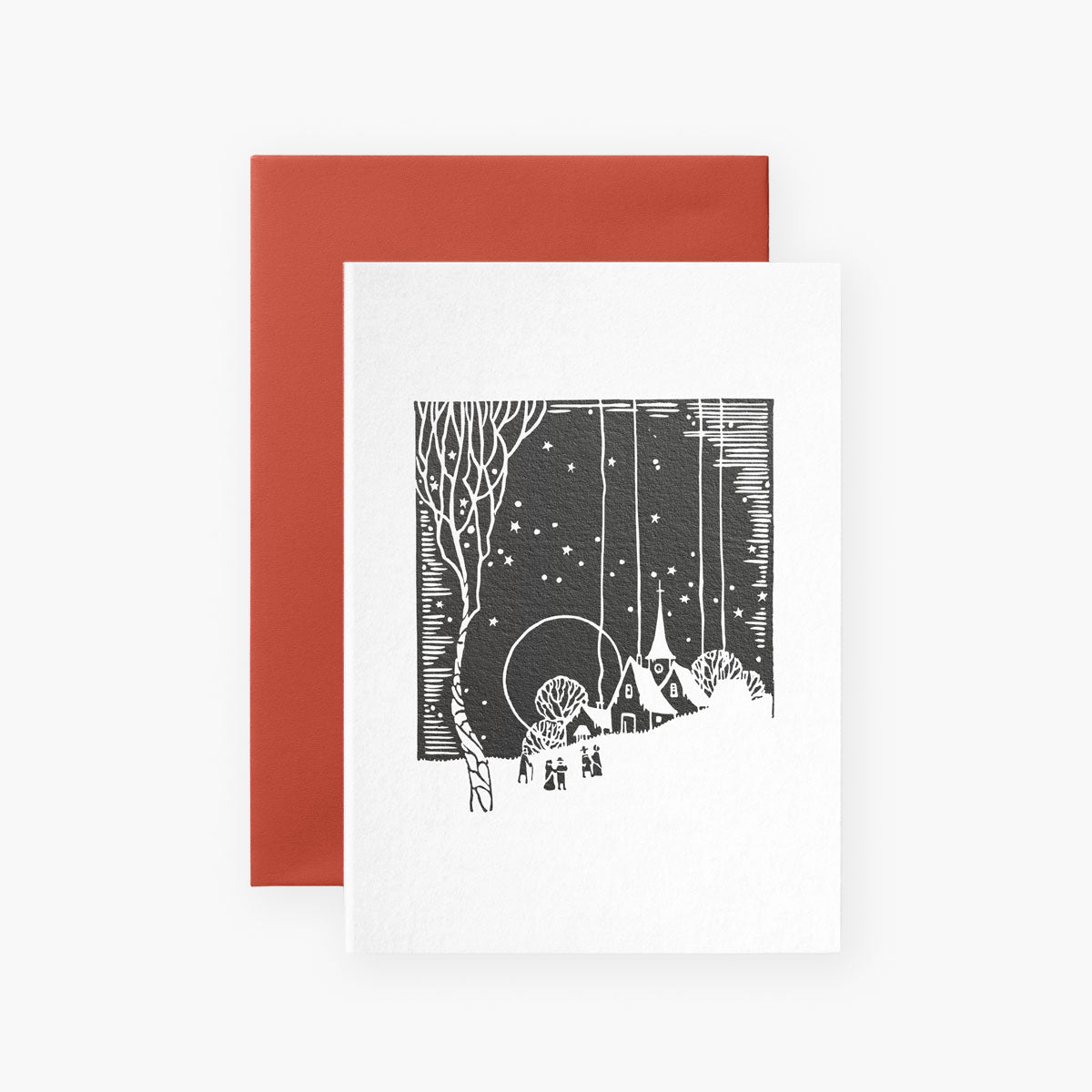 Kartka świąteczna Vintage Winter – noc, Suska, papierniczy design