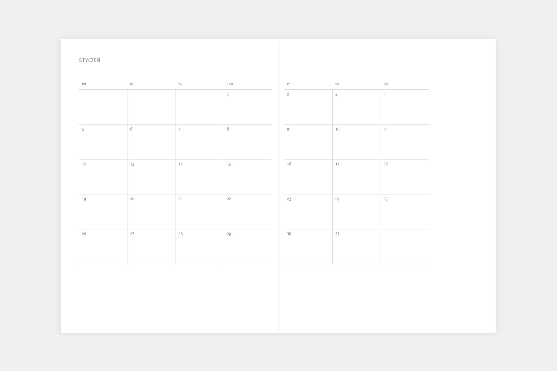 Kalendarz KLASYK MMXXVI północ – outlet