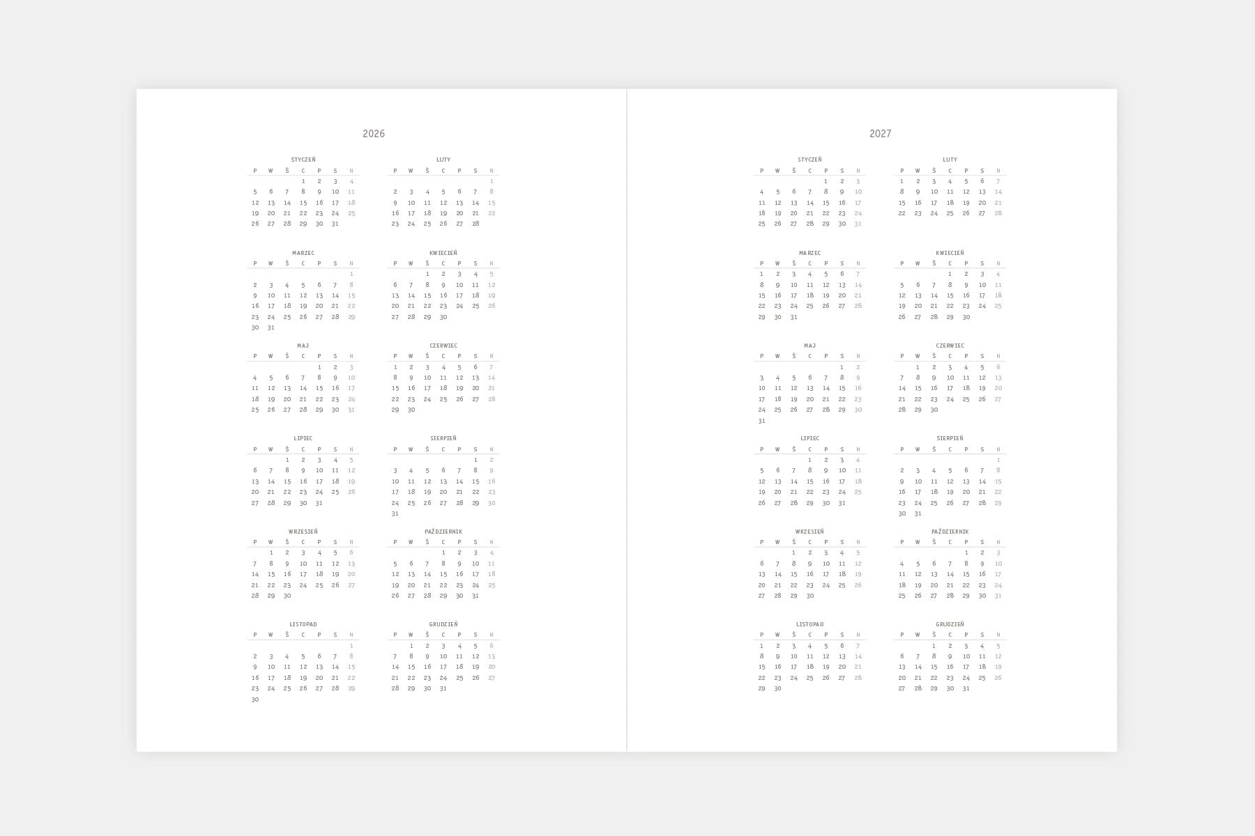 Kalendarz KLASYK MMXXVI północ – outlet